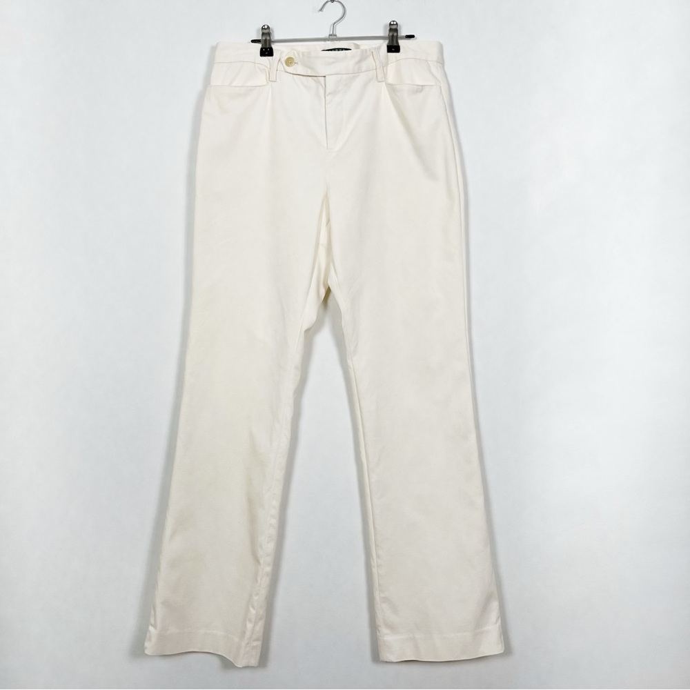 EUC Lauren Ralph Lauren Women’s Adelle Cream Cotton Bootcut Pants Size 10